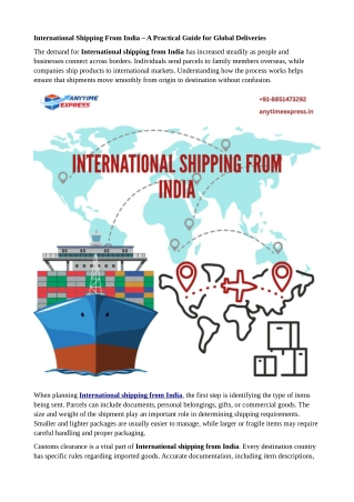 International Shipping From India – A Practical Guide for Global Deliveries