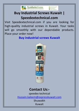 Buy Industrial Screws Kuwait  Speedextechnical.com