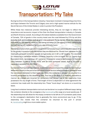 Unlocking Efficiency and Innovation in Transportation