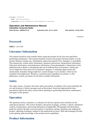 Caterpillar CAT 320C EXCAVATOR (FBA00001-UP) Operation and Maintenance Manual Instant Download