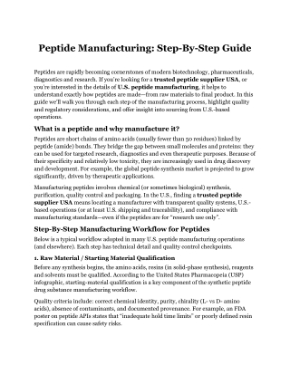 Peptide Manufacturing Step-By-Step Guide