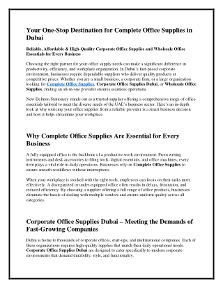 Your One-Stop Destination for Complete Office Supplies in Dubai