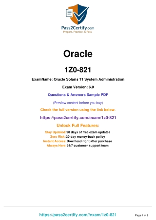 Oracle 1Z0-821 Java SE 11 Developer Exam Practice Questions & Answers Updated Qs
