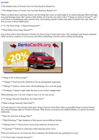 The Hidden Gems of Toronto You Can Only Reach by Rental Car