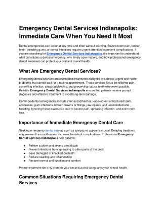 Emergency Dental Services Indianapolis Immediate Care When You Need It Most
