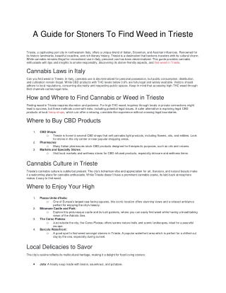 A Guide for Stoners To Find Weed in Trieste