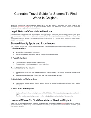 Cannabis Travel Guide for Stoners To Find Weed in Chișinău