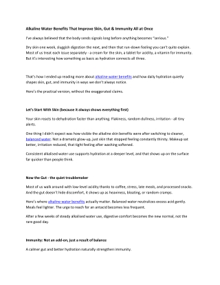 Alkaline Water Benefits That Improve Skin