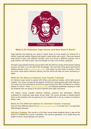 What is An Intensive Yoga Course and How Does it Work?