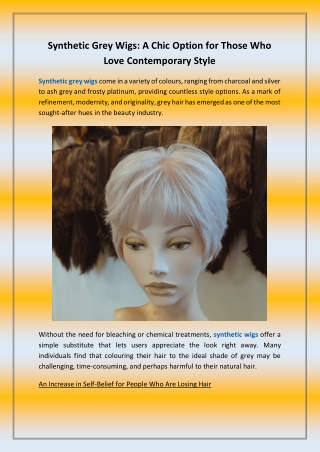 Synthetic Grey Wigs: A Chic Option for Those Who Love Contemporary Style
