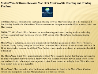 motivewave software releases mac osx version of its charting