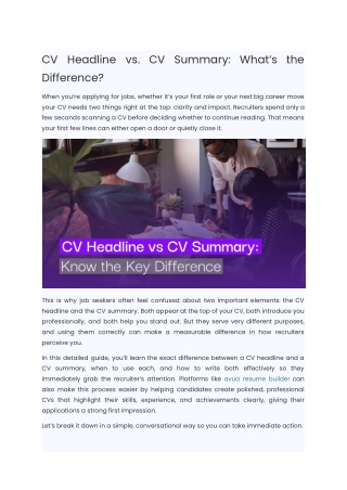 CV Headline vs. CV Summary: What’s the Difference?
