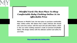 Mindful Yard: The Best Place To Shop Comfortable Baby Clothing Online At An Affo
