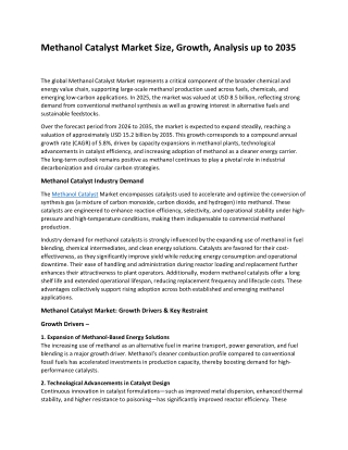 Methanol Catalyst Market Growth: 2035 Current Trends Analysis