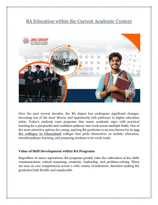 BA Education within the Current Academic Context