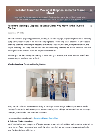 Reliable Furniture Moving & Disposal in Santa Clara  Muvit