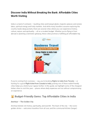 Discover India Without Breaking the Bank: Affordable Cities to Visit | Flights