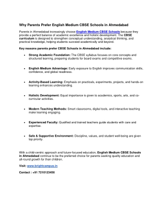 Why Parents Prefer English Medium CBSE Schools in Ahmedabad