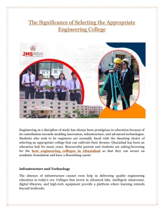 The Significance of Selecting the Appropriate Engineering College