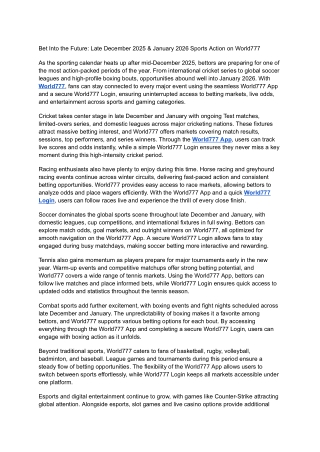 Bet Into the Future: Late December 2025 & January 2026 Sports Action on World777