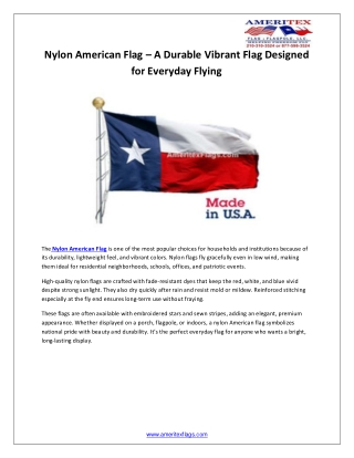 Nylon American Flag – A Durable Vibrant Flag Designed for Everyday Flying