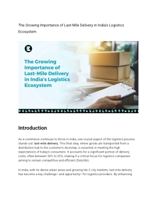 The Growing Importance of Last-Mile Delivery in India’s Logistics Ecosystem