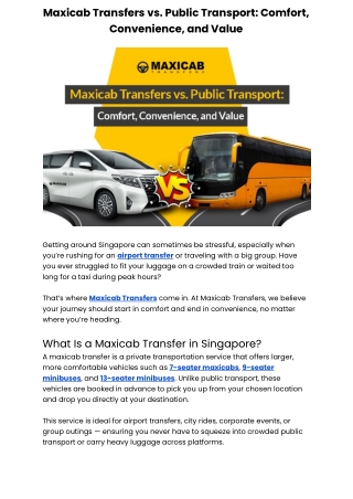 Maxicab Transfers vs. Public Transport: Comfort, Convenience, and Value