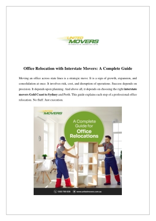 Office Relocation with Interstate Movers: A Complete Guide