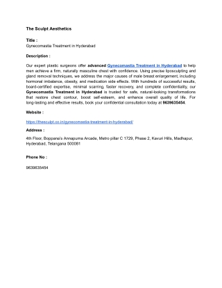 Gynecomastia Treatment in Hyderabad