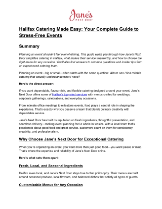 Halifax Catering Made Easy Your Complete Guide to Stress-Free Events