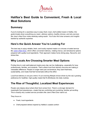 Halifax’s Best Guide to Convenient, Fresh & Local Meal Solutions