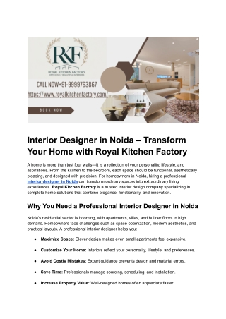 Expert Interior Designer in Noida for Modern Homes