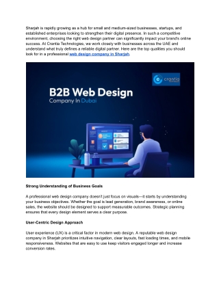 Top Qualities of a Professional Web Design Company in Sharjah