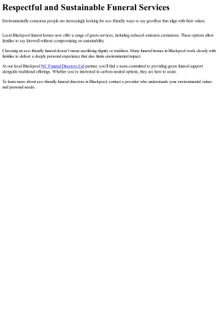 Prepaid Funeral Plans in Blackpool Explained