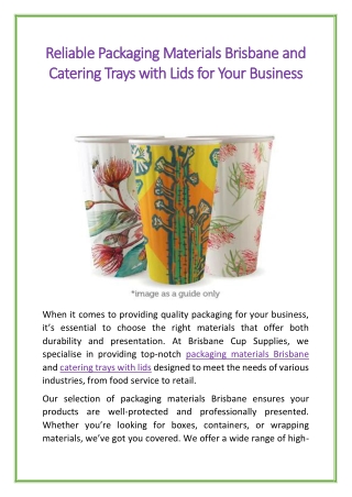 Reliable Packaging Materials Brisbane and Catering Trays with Lids for Your Business