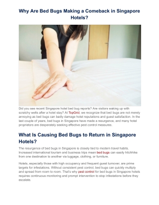 Why Are Bed Bugs Making a Comeback in Singapore Hotels?