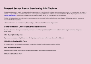 Trusted Server Rental Service by IVM Techno