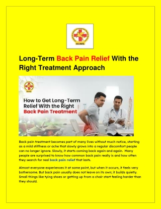 Long-Term Back Pain Relief With the Right Treatment Approach