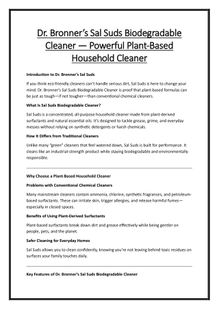 Dr. Bronner’s Sal Suds Biodegradable Cleaner — Powerful Plant-Based Household
