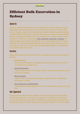 Efficient Bulk Excavation in Sydney