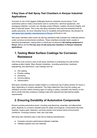 salt spray test chamber manufacturers in Kenya, Lab testing equipment in Kenya