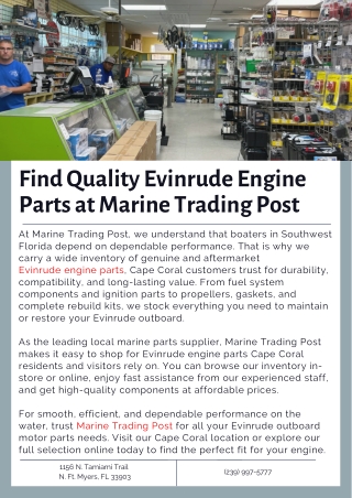 Find Quality Evinrude Engine Parts at Marine Trading Post