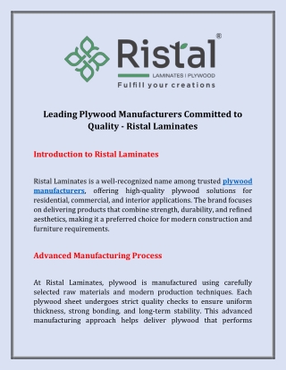 Trusted Plywood Manufacturers Delivering Strength & Style for Modern Spaces