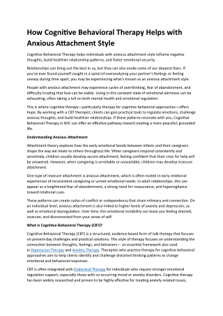 Cognitive Behavioral Therapy