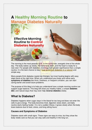 A Healthy Morning Routine to Manage Diabetes Naturally