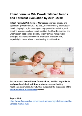 Infant Formula Milk Powder Market Trends and Forecast Evaluation by 2021–2030