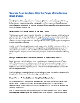 Upgrade Your Outdoors With the Power of Interlocking Block Design