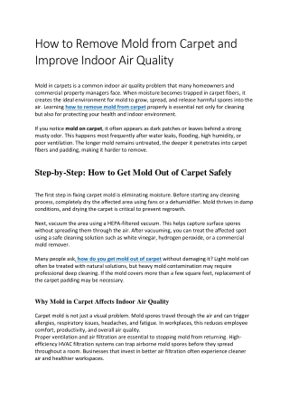 How to Remove Mold from Carpet and Improve Indoor Air Quality