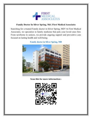 Family Doctor In Silver Spring, Md  First Medical Associates