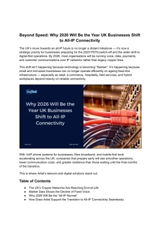 Why UK Businesses Will Shift to All-IP Connectivity in 2026